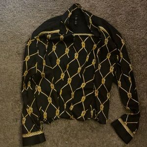 Zara button up satan blouse